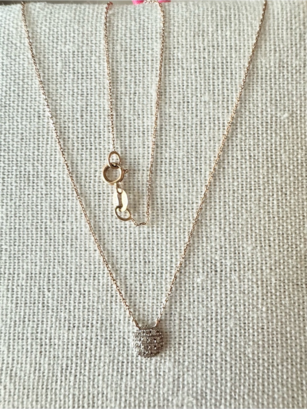 Dana Rebecca Designs 14k Rose Gold Lauren Joy Mini Disk Diamond Necklace 18”